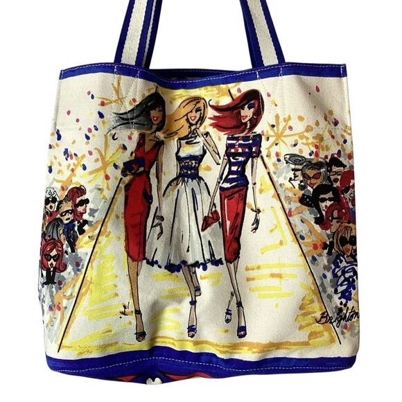 Brighton Star Spangled Hearts Canvas Shopper Tote Beach Bag Purse Fashion Runway - Picture 3 of 8